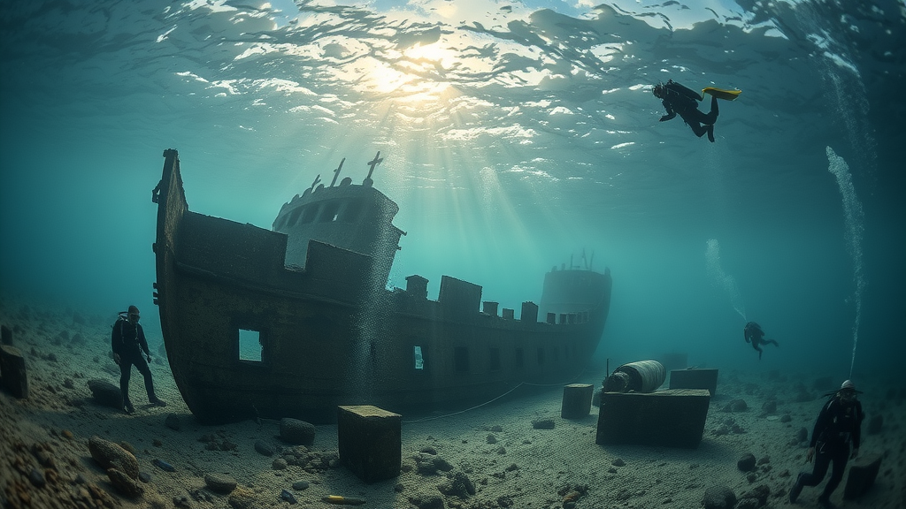 Divers exploring a historic shipwreck in Biscayne National Park.