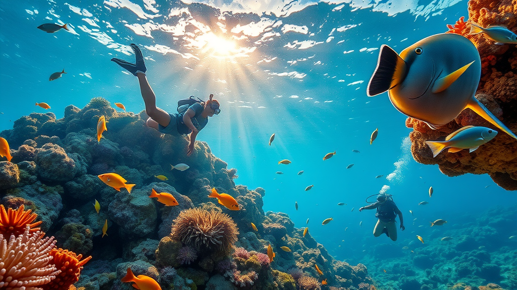 Underwater scene of coral reef and marine life in Biscayne.