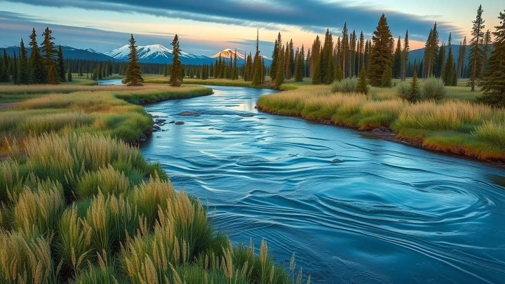Wild turquoise river and Arctic valley at gates of the arctic national park