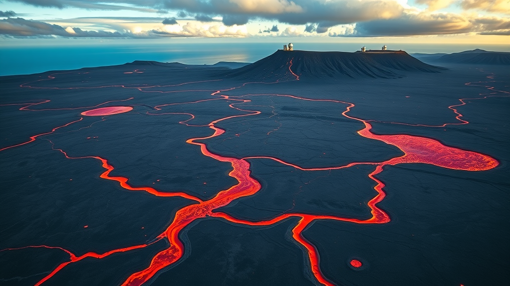 Aerial of Mauna Loa lava flows at Hawai