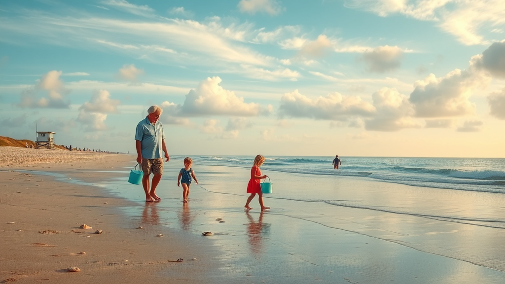 Multi-generational visitors participating in inclusive beach recreational activities