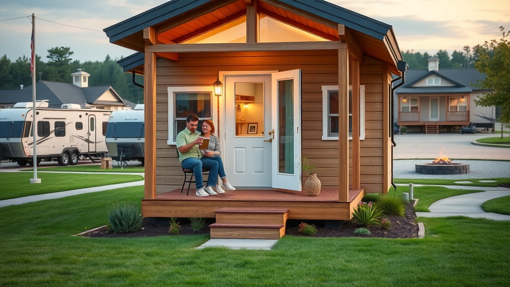 Tiny home and RV at resort with amenities for flexible accommodations
