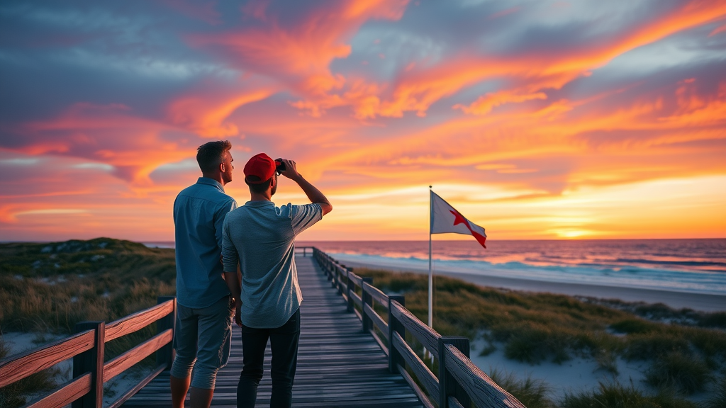Friends watching a rocket launch at Isla Blanca Park