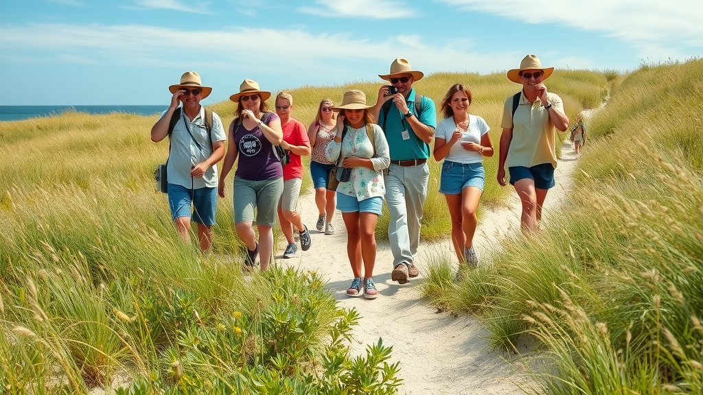 Guided nature walk during a Texas state park event on Mustang Island’s scenic trails.