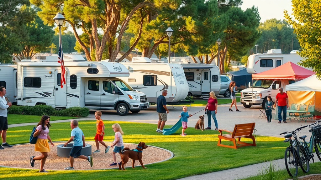 Family enjoying vibrant community at Austin long-term RV park