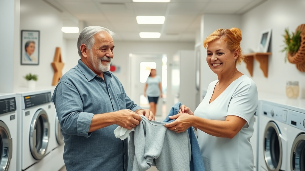 Modern RV park amenities with clean laundry and restroom facilities.