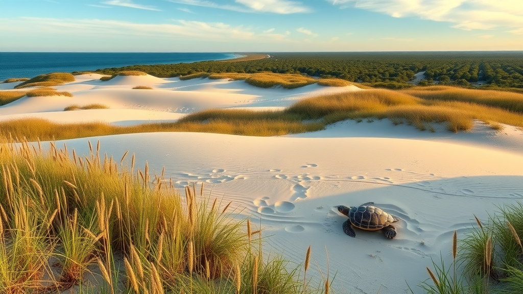 Panoramic Alabama dunes and maritime forest at Bon Secour National Wildlife Refuge