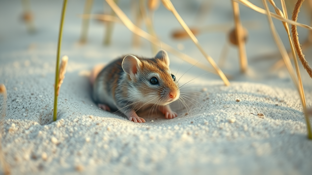 Endangered Alabama beach mouse in sand dunes at Bon Secour National Wildlife Refuge