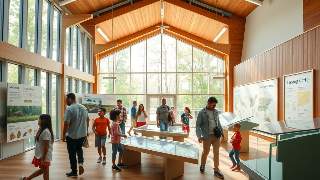 Inside Choctaw National Wildlife Refuge visitor center with educational exhibits