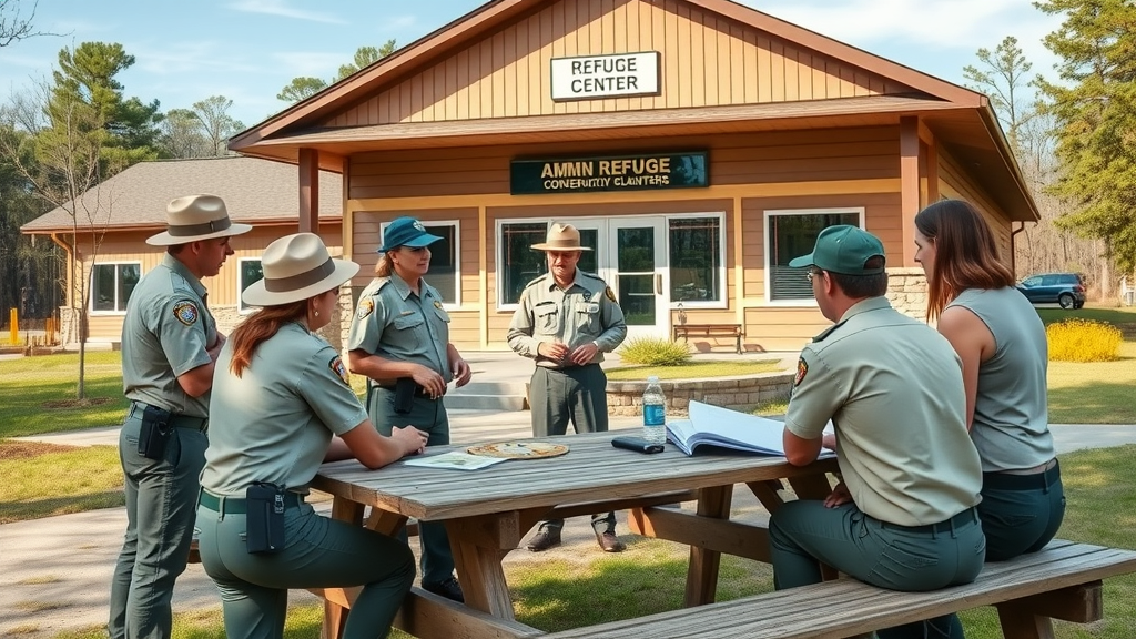 Staff and volunteers planning conservation at Choctaw Wildlife Refuge admin office