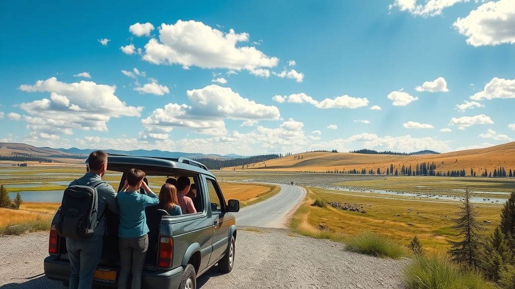 Family in car wildlife watching at Arapaho National Wildlife Refuge auto tour route