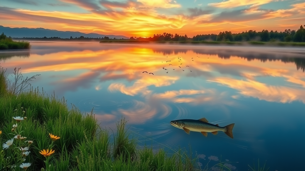 Reflection of wildlife and sunrise at Baca National Wildlife Refuge wetland habitat