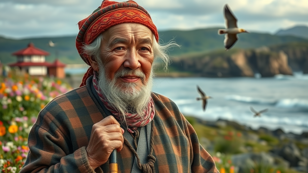 Aleut elder at Alaska Maritime National Wildlife Refuge with cultural heritage