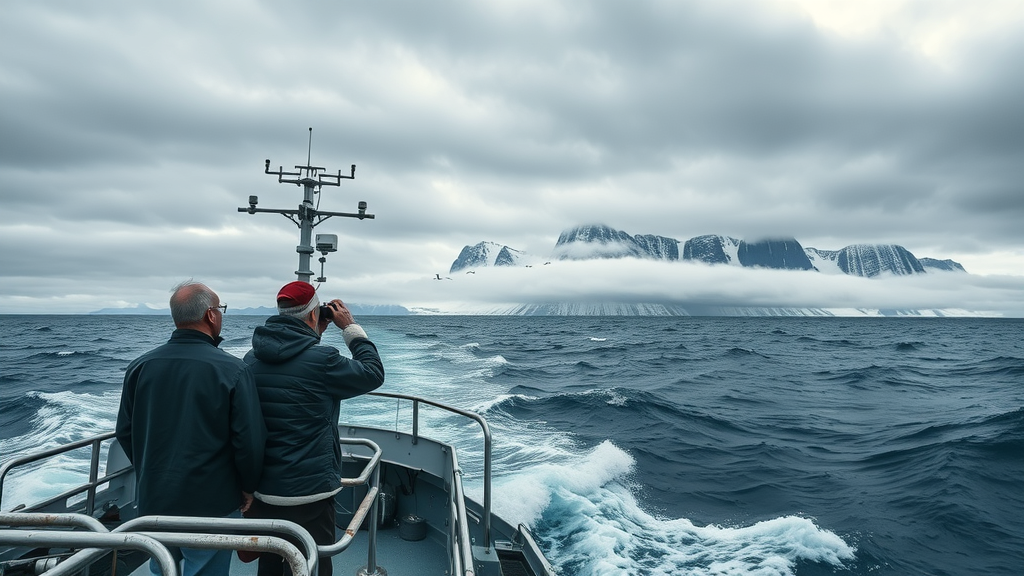 Research vessel near seabird colonies at Alaska Maritime National Wildlife Refuge