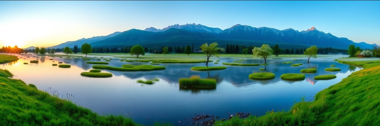 Scenic view of Browns Park National Wildlife Refuge with river, trees, and mountains
