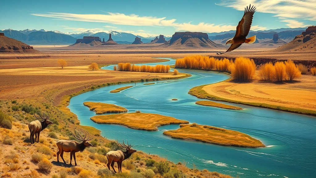 Browns Park National Wildlife Refuge landscape with river, cottonwoods, and wildlife