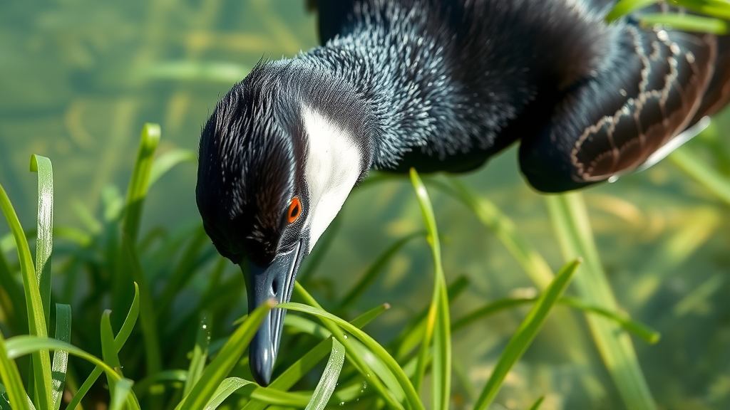 Pacific black brant eating eelgrass in Izembek National Wildlife Refuge lagoon