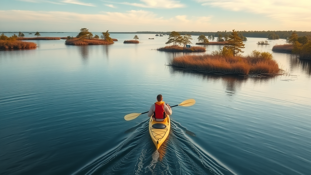 Kayaker explores Cedar Keys National Wildlife Refuge mangrove estuary