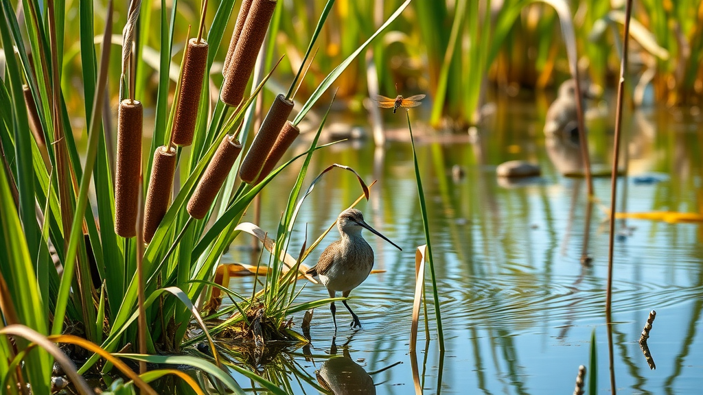 Marsh habitat with cattails and wildlife at Bill Williams River National Wildlife Refuge