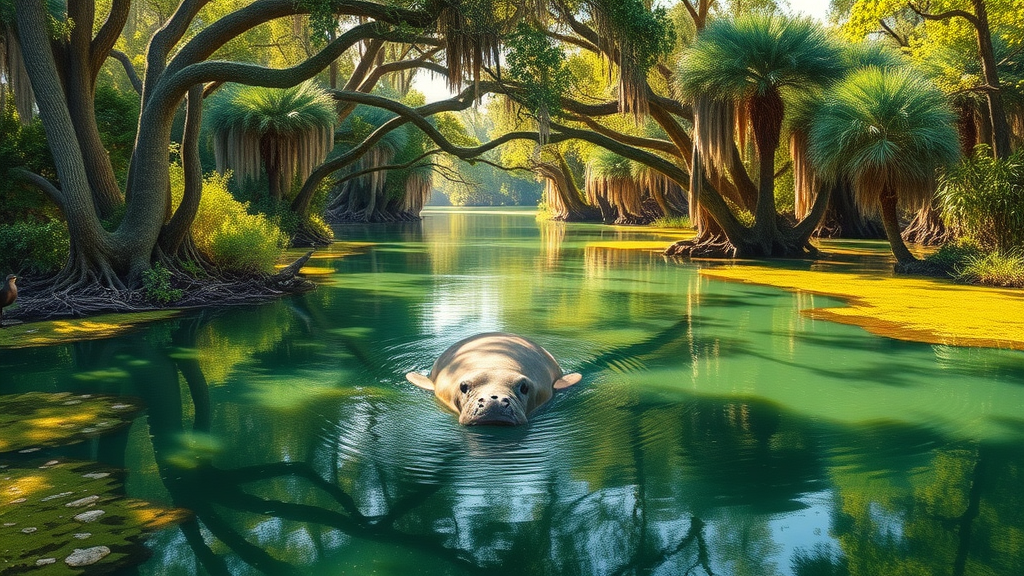 Manatee swimming in a spring at Chassahowitzka National Wildlife Refuge