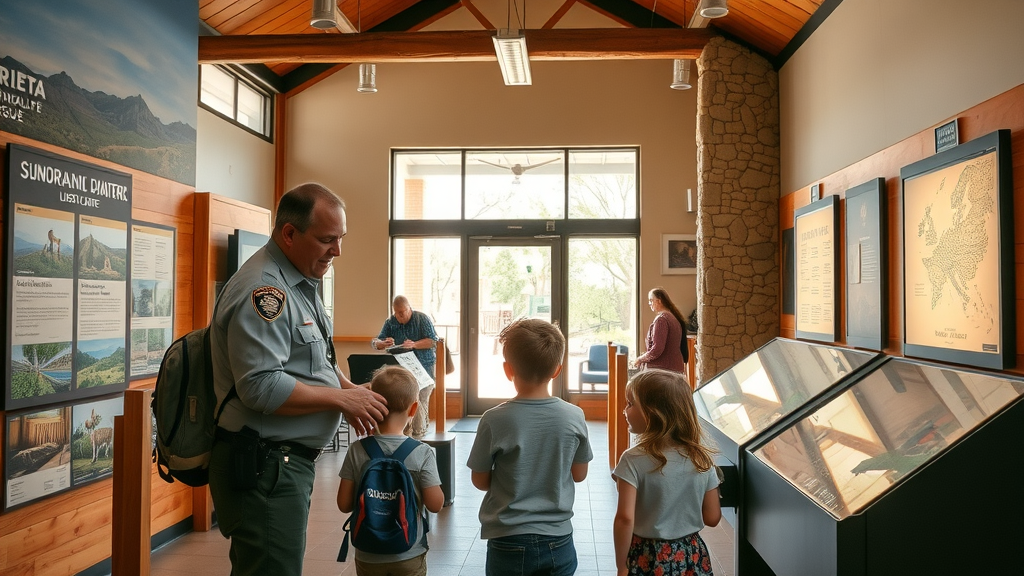 Interactive exhibits and park ranger at cabeza prieta national wildlife refuge visitor center