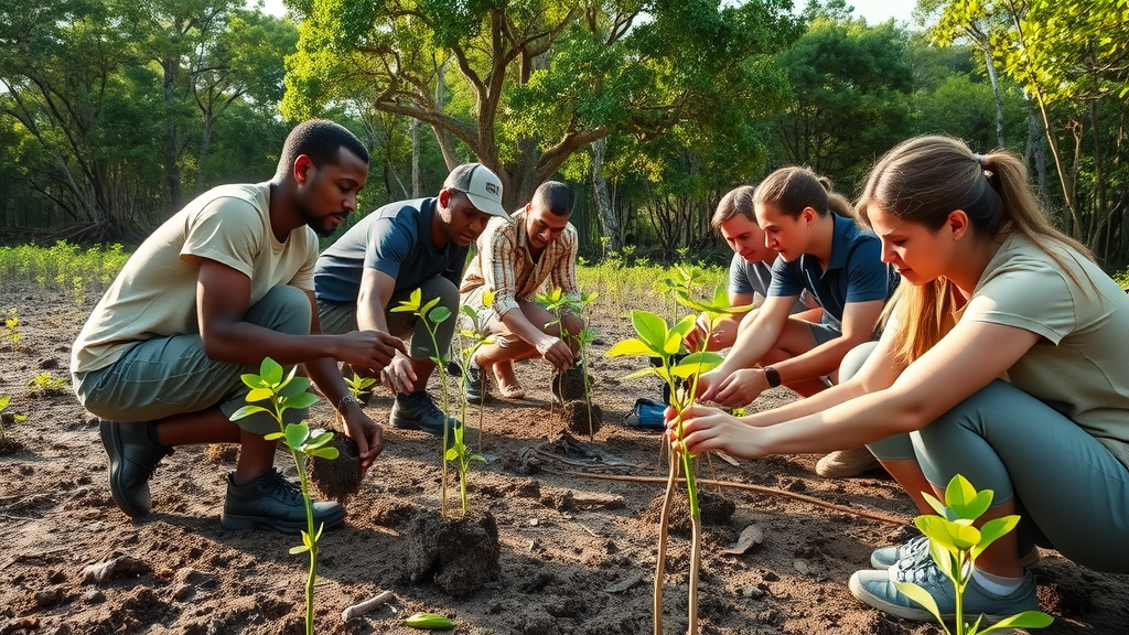 Conservation volunteers planting native plants at Crocodile Lake National Wildlife Refuge