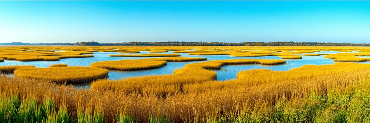 Expansive wetlands at Big Lake National Wildlife Refuge with reeds and calm water.