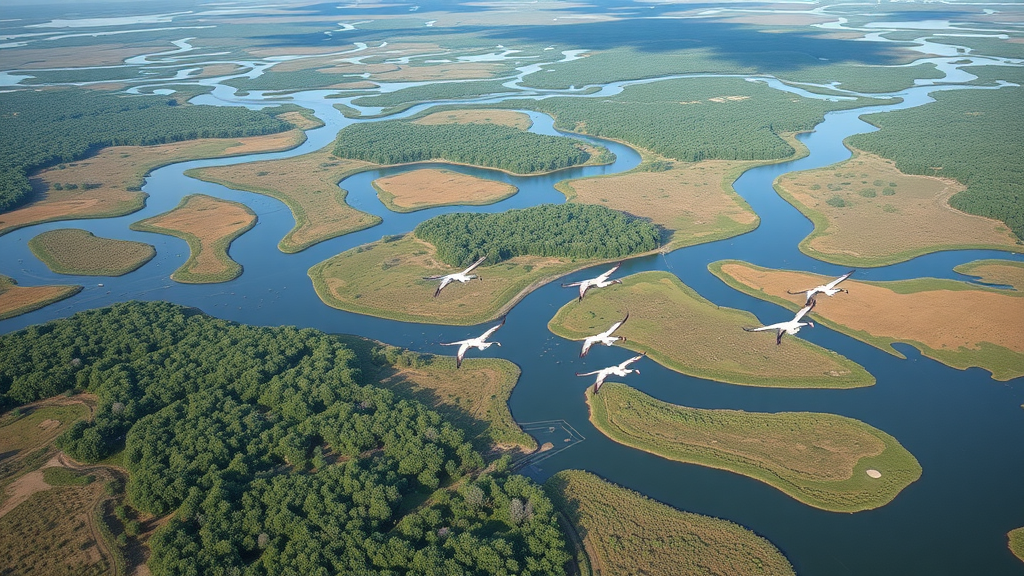 Aerial view of Bond Swamp National Wildlife Refuge showing wetland and forest diversity.