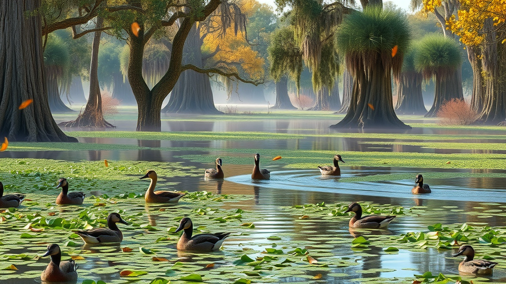 Wildlife and wetland beauty at Cache River National Wildlife Refuge in autumn hues.