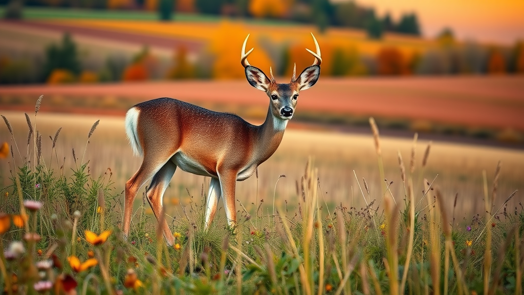 White-tailed deer grazing among wildflowers at Holla Bend National Wildlife Refuge