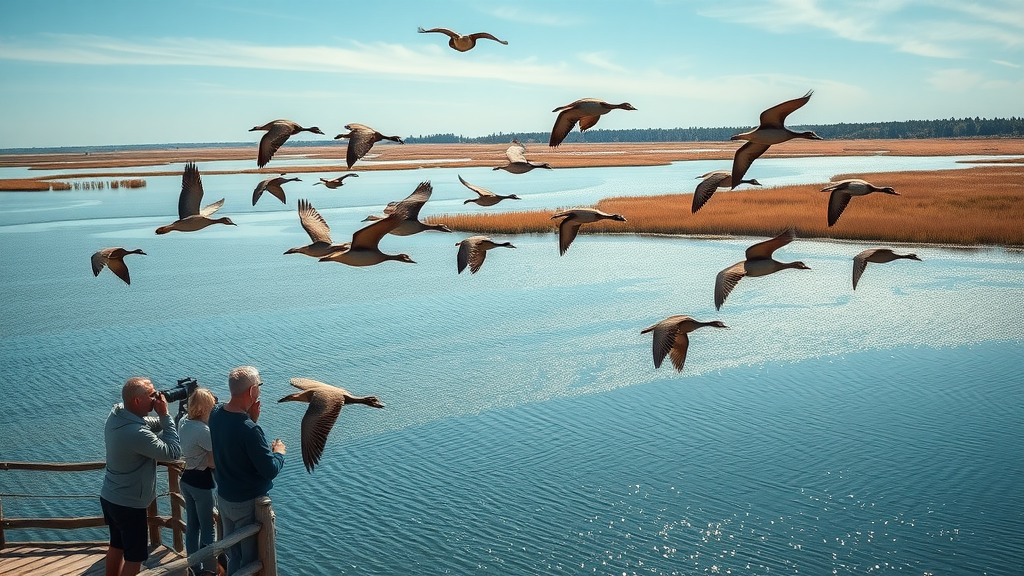 Birdwatchers viewing migrating waterfowl at Holla Bend National Wildlife Refuge