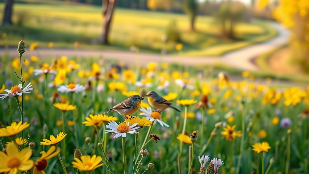 Songbirds and wildflowers in spring at Holla Bend National Wildlife Refuge