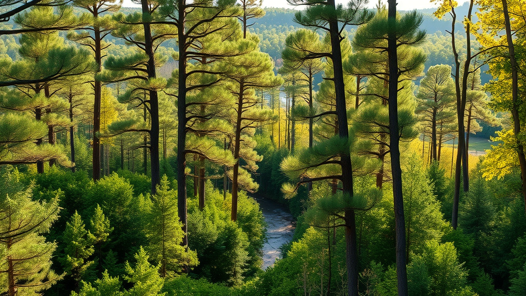 Lush forest landscape at Piedmont National Wildlife Refuge in morning sunlight