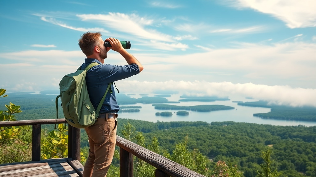 Hiker overlooking scenic landscape at Felsenthal National Wildlife Refuge