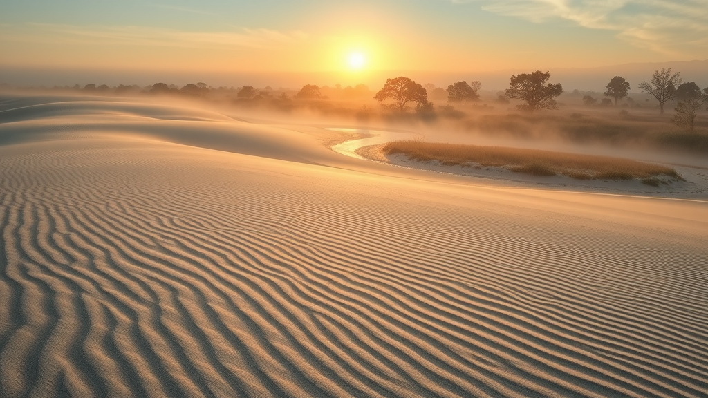 Sunrise on native sand dunes and rare plants at Antioch Dunes National Wildlife Refuge - Sardis Unit