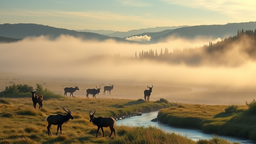 Wildlife and valley scenery at Bitter Creek National Wildlife Refuge at sunrise