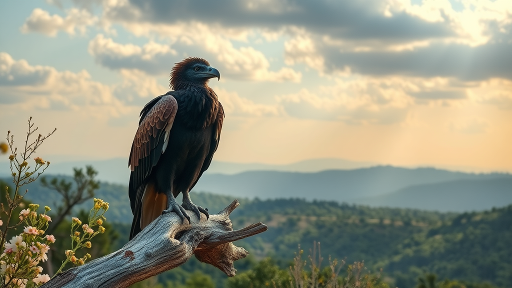 California condor at Blue Ridge National Wildlife Refuge with scenic woodland view